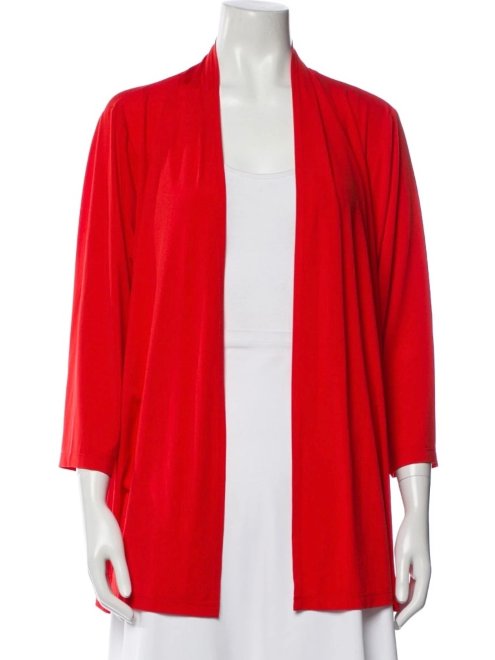 Bob Mackie Wearable Art Red Open Front Cardigan Jacket Size M StretchLightweight